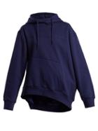 Matchesfashion.com Martine Rose - Asymmetric Hem Cotton Hooded Sweatshirt - Womens - Navy