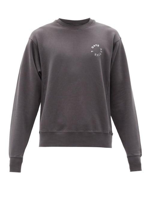 Matchesfashion.com 7 Days Active - Monday Logo-print Organic-cotton Sweatshirt - Mens - Black