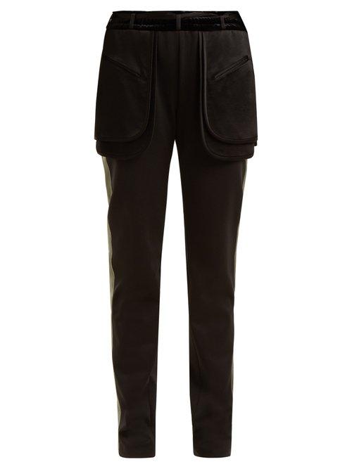 Matchesfashion.com Valentino - Exposed Pocket Silk Blend Trousers - Womens - Black Green