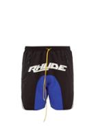Matchesfashion.com Rhude - Colour Blocked Technical Shorts - Mens - Black Blue