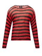 Matchesfashion.com Raf Simons - Ss97 Striped Open-knit Cotton Sweater - Mens - Black Red