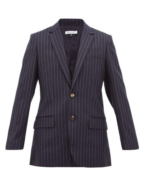 Matchesfashion.com Bella Freud - Allen Chalk Striped Single Breasted Wool Blazer - Womens - Navy Stripe