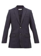 Matchesfashion.com Bella Freud - Allen Chalk Striped Single Breasted Wool Blazer - Womens - Navy Stripe