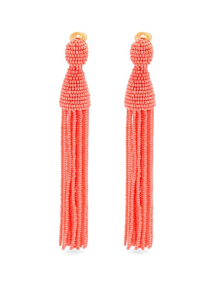 Oscar De La Renta Bead-embellished Tassel-drop Clip-on Earrings
