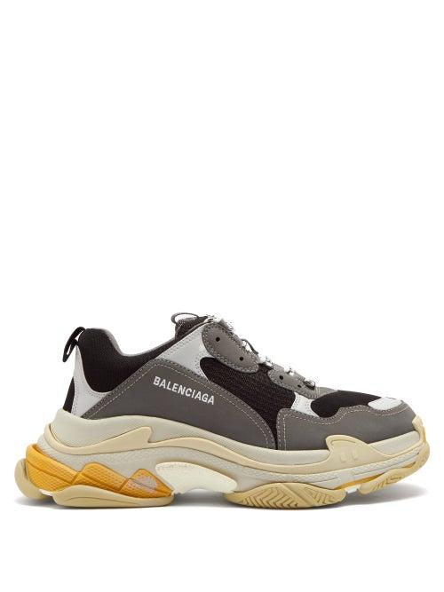 Matchesfashion.com Balenciaga - Triple S Leather And Mesh Trainers - Mens - Grey Multi