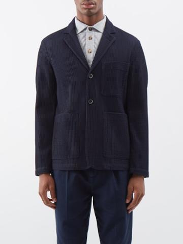 Barena Venezia - Refada Pintucked Wool-blend Suit Jacket - Mens - Navy