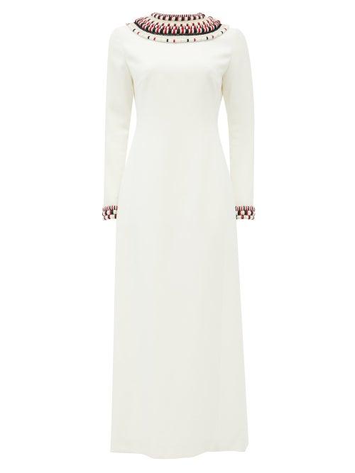 Matchesfashion.com Gabriela Hearst - Shane Beaded Cady Dress - Womens - Ivory