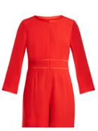 Matchesfashion.com Goat - Fillie Long Sleeved Crepe Cady Playsuit - Womens - Red