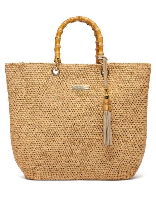 Matchesfashion.com Heidi Klein - Savannah Medium Bamboo-handle Raffia Tote Bag - Womens - Beige