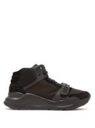 Matchesfashion.com Burberry - High Top Suede And Neoprene Trainers - Mens - Black