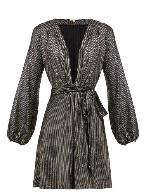 Matchesfashion.com Melissa Odabash - Banks Metallic Striped Mini Dress - Womens - Black
