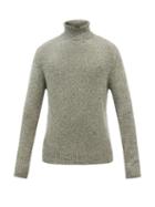 Allude - Marled-cashmere Roll-neck Sweater - Mens - Khaki White