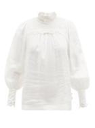 Matchesfashion.com Zimmermann - Luminous Embroidered Linen-gauze Blouse - Womens - White