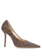 Matchesfashion.com Jimmy Choo - Ava 100 Glitter Covered Leather Pumps - Womens - Brown Multi