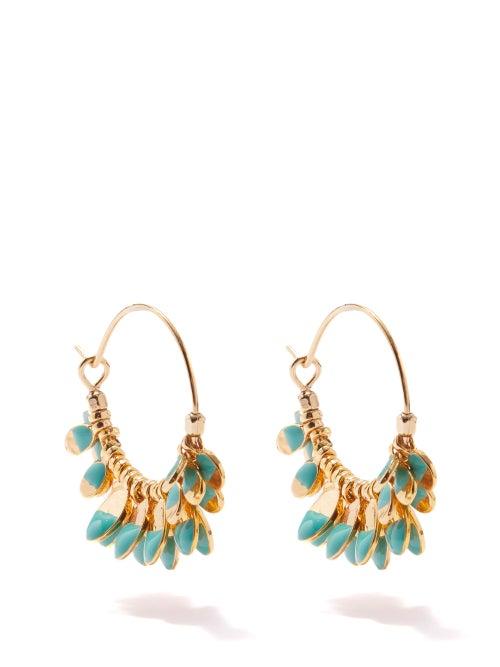 Isabel Marant - Resin-dipped Charm Hoop Earrings - Womens - Blue Gold