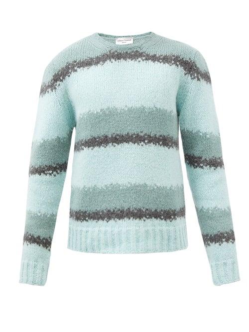 Officine Gnrale - Marco Striped Alpaca-blend Sweater - Mens - Blue Multi