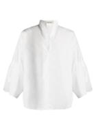 Valentino Mandarin-collar Wide-sleeve Cotton-poplin Shirt