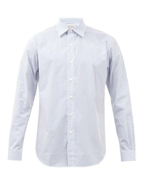 Maison Margiela - Striped Cotton-poplin Shirt - Mens - Blue