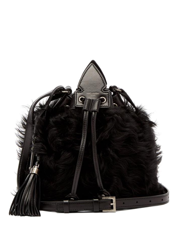 Saint Laurent Anja Shearling Crossbody Bag