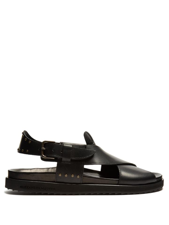 Alexander Mcqueen Crossover Leather Sandals