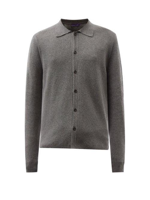 Ralph Lauren Purple Label - Spread-collar Wool-blend Cardigan - Mens - Grey