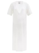 Allude - Plunge-neck Cashmere-mesh Cover-up Dress - Womens - White