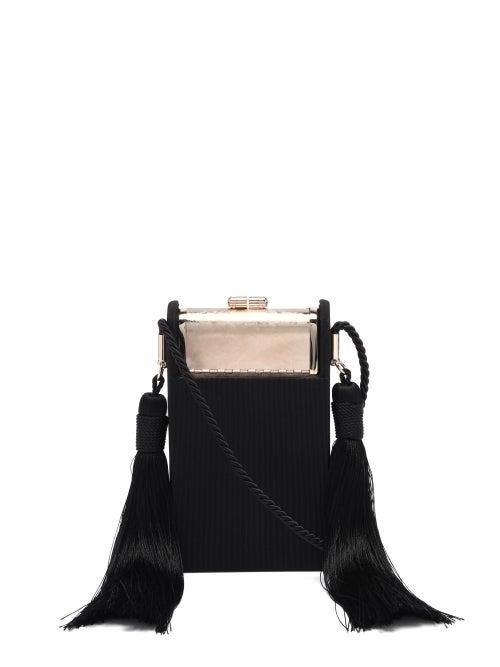 Matchesfashion.com Bienen-davis - Box Satin & Palladium Minaudire Cross-body Bag - Womens - Black Multi