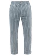 P. Le Moult - Striped Herringbone-cotton Pyjama Trousers - Mens - Blue Stripe