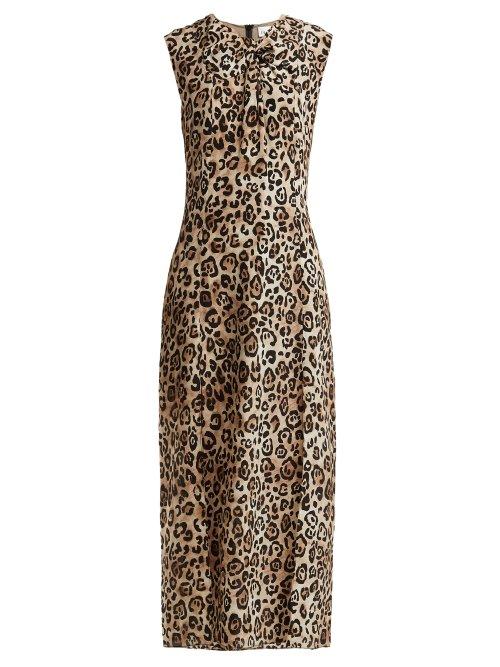 Matchesfashion.com Raey - Knot Front Leopard Print Silk Dress - Womens - Leopard