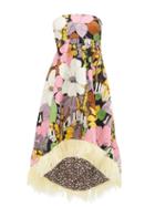 Matchesfashion.com La Doublej - La Scala Dip-hem Floral-print Cotton-blend Dress - Womens - Yellow Multi