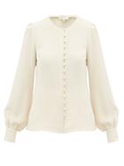 Matchesfashion.com Goat - Jude Faux-pearl Button Silk Blouse - Womens - Light Pink