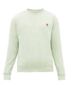 Matchesfashion.com Ami - Ami De Caur Logo Patch Cotton Sweatshirt - Mens - Light Green