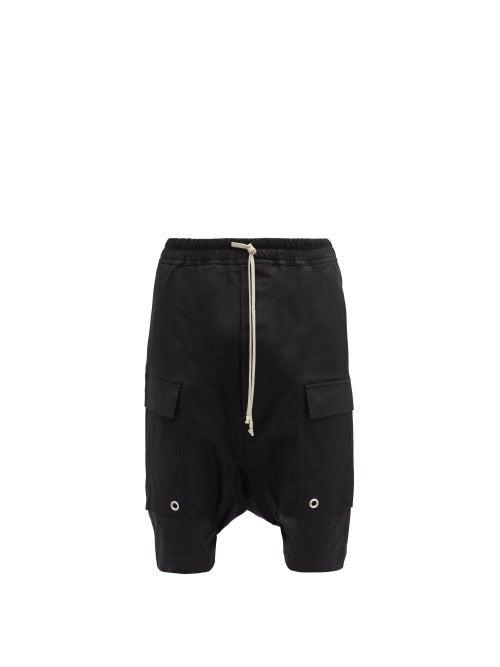 Matchesfashion.com Rick Owens - Dropped-rise Cotton-blend Canvas Shorts - Mens - Black