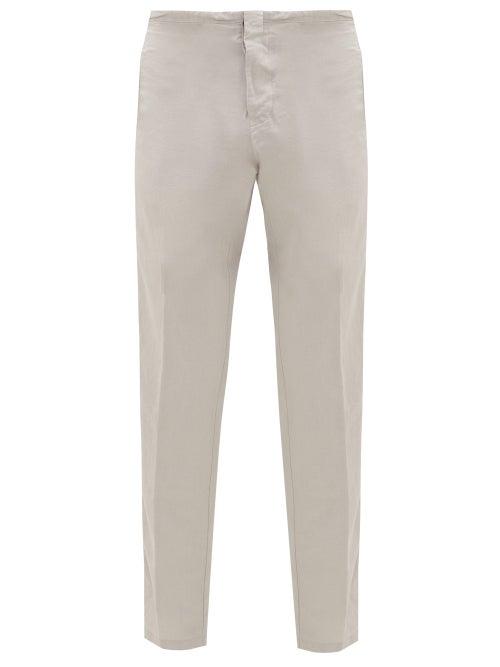Matchesfashion.com J.w. Brine - Craig Drawstring-tie Linen-blend Trousers - Mens - Grey