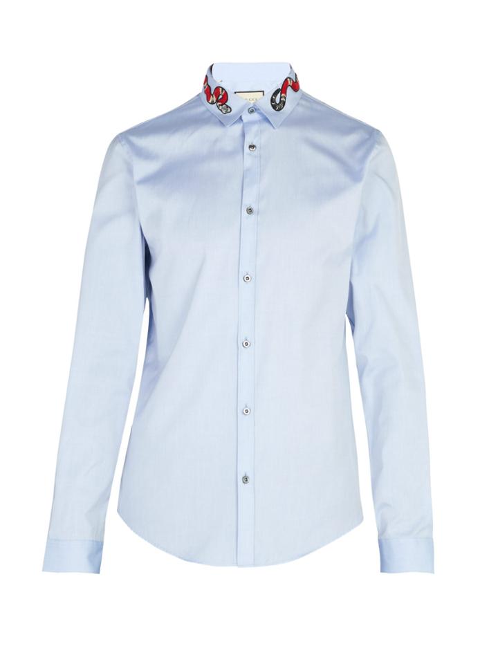 Gucci Snake-appliqu Cotton Shirt