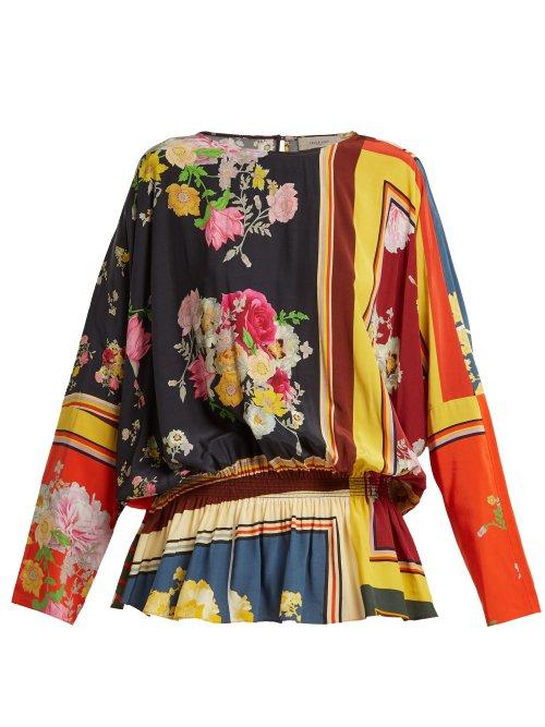 Matchesfashion.com Preen Line - Nora Floral Print Peplum Blouse - Womens - Multi