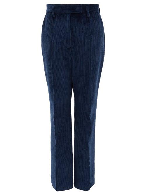 Matchesfashion.com Acne Studios - High-rise Cotton-blend Corduroy Trousers - Womens - Blue