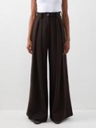 S.s. Daley - Sackville Wool-blend Twill Wide-leg Trousers - Womens - Dark Brown