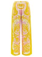 Ladies Beachwear Emilio Pucci - Albizia-print Silk Palazzo Trousers - Womens - Yellow