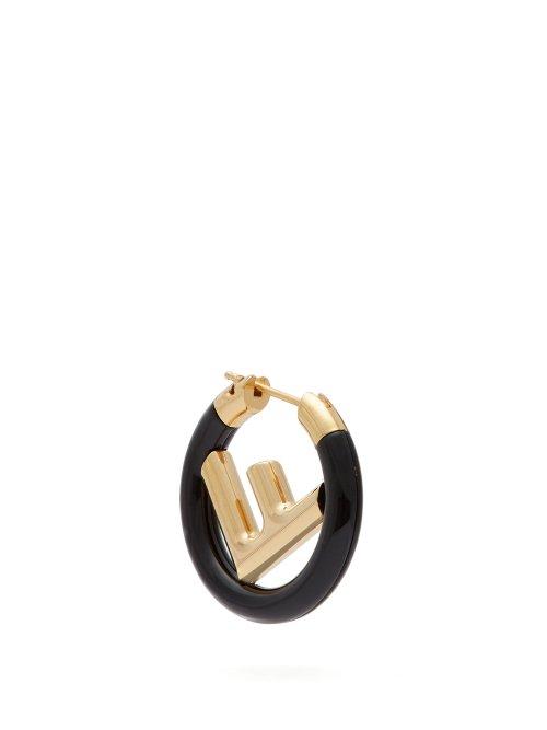 Matchesfashion.com Fendi - F Is Fendi Hoop Single Earring - Womens - Black