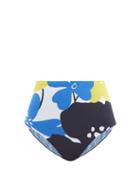 Matchesfashion.com Cala De La Cruz - Elisa Floral-print High-rise Bikini Briefs - Womens - Blue Print