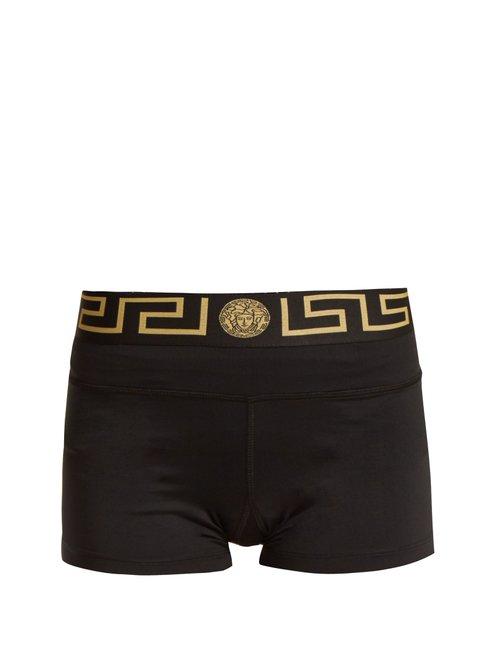 Matchesfashion.com Versace - Logo Print Performance Cycling Shorts - Womens - Black Gold