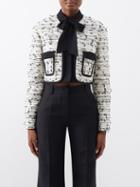Giambattista Valli - Neck-tie Cotton-blend Boucl Jacket - Womens - Black White