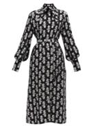 Matchesfashion.com 16arlington - Namika Puritan-collar Fil-coup Crepe Shirt Dress - Womens - Black Print