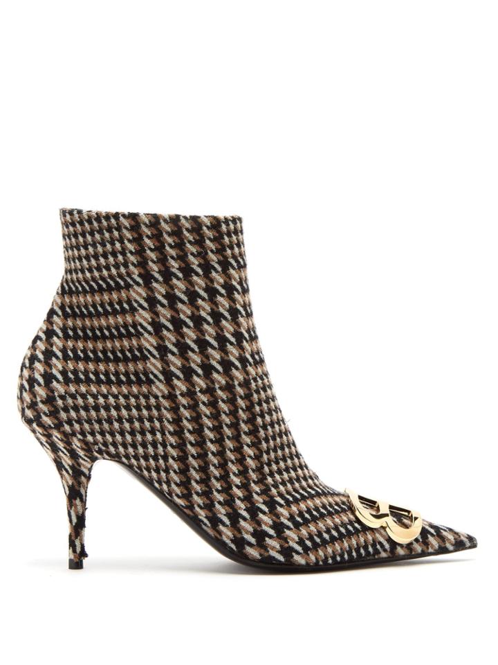 Balenciaga Houndstooth Knife Ankle Boots