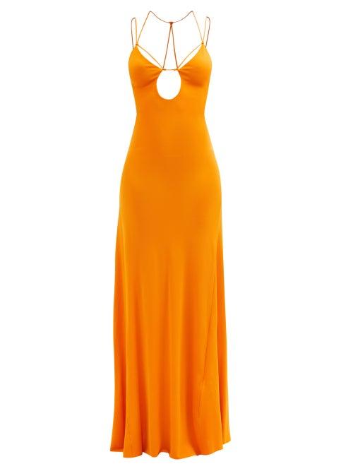 Victoria Beckham - Open-back Cutout Jersey Dress - Womens - Orange