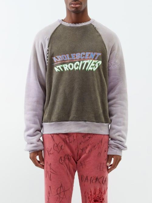 Liberal Youth Ministry - Adolescent Atrocities Cotton-jersey Sweatshirt - Mens - Black Purple