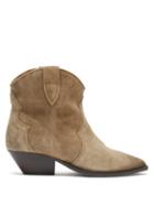 Ladies Shoes Isabel Marant - Dewina Suede Western Ankle Boots - Womens - Beige