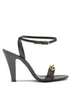Saint Laurent - Maillon Cone-heel Leather Sandals - Womens - Black