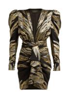 Matchesfashion.com Dundas - Feather Fil Coup Crepe Mini Dress - Womens - Black Silver